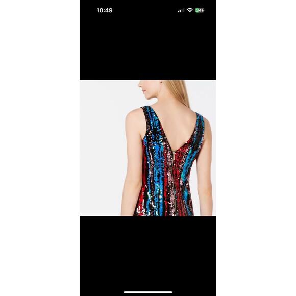 Calvin Klein Mini Dress Tank Shift Sequin Party Color Change Womens Juniors Sz 8 - Picture 8 of 14